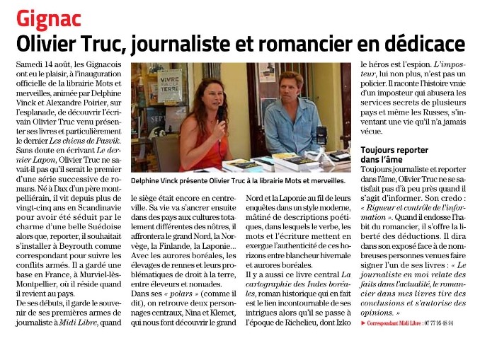 Bel article paru dans Le Midi Libre à la suite de la rencontre